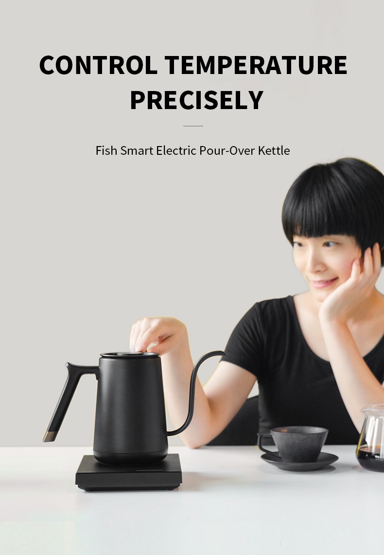 TIMEMORE Fish Smart Electric Kettle 600ml 智能温控手冲壶图片。